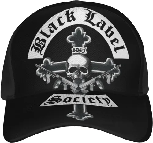 Vista 2 de Black Rock Label Music Society Band Logo Gorra de béisbol ajustable Sombrero casual al aire libre Sun Chapeau Unisex Negro, Negro