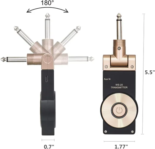 Vista 4 de 2.4G guitarra recargable transmisor inalámbrico receptor inalámbrico sistema de guitarra con 8 horas de tiempo de trabajo