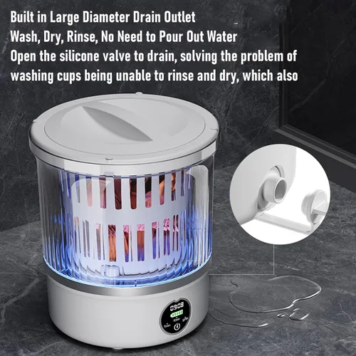 Vista 4 de Lavadora portátil, mini lavadora de ropa interior de 3L con LED para ropa de bebé, calcetines, lavadora compacta para apartamentos, dormitorios
