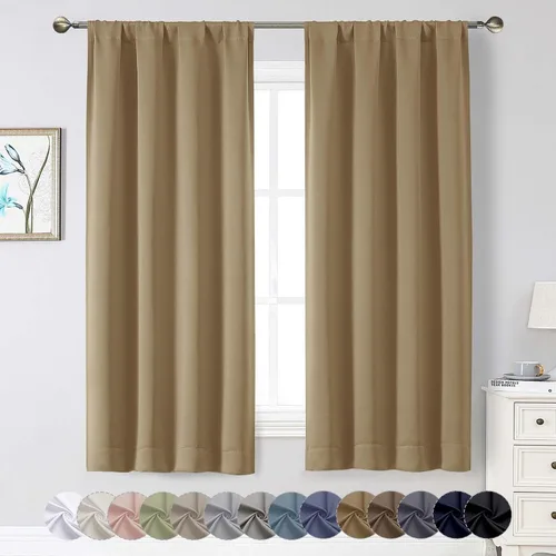Vista 166 de Cortinas opacas para dormitorio, sala de estar, juego de 2 paneles de 54 pulgadas de largo, cortinas de oscurecimiento de habitación con aislamiento