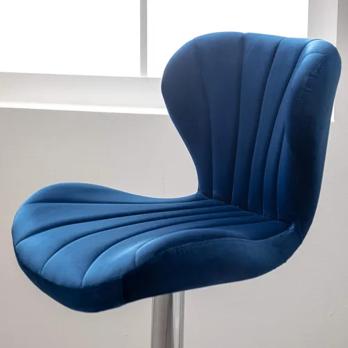 Vista 10 de Roundhill Furniture Ellston - Taburetes de bar giratorios ajustables de terciopelo, color azul, juego de 2