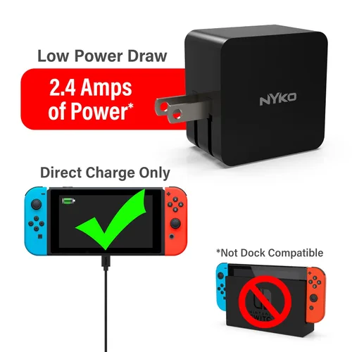 Vista 3 de Nyko Switch Power Kit - Portable AC Adapter for Nintendo Switch, Switch Lite, and OLED Switch - Charger Cable and Power Cord, Detachable, Compact