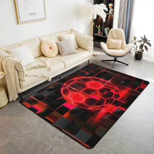 Vista 12 de Erosebridal Tapete de fútbol para interiores de 3 x 5 pulgadas, alfombra de fútbol neón para niños, adolescentes, hombres, brillantes, geométricas