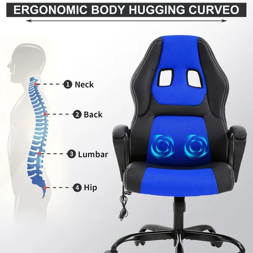 Vista 3 de Offcie - Silla de juegos de PC, silla de computadora estilo carreras con reposabrazos acolchado, silla ergonómica de escritorio para el hogar