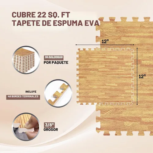 Vista 2 de Yes4All Alfombrillas Entrelazadas de EVA, Baldosas de Suelo tipo Rompecabezas, Acolchado de Suelo de Espuma con Borde para Muebles, Espacio del A.