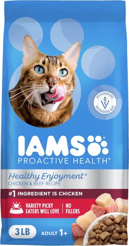 Vista 15 de IAMS Healthy Enjoyment Alimento seco para gatos, receta de pollo y salmón, 15 libras Vet-recommended, Real Chicken #1 ingredient, Natural fiber &