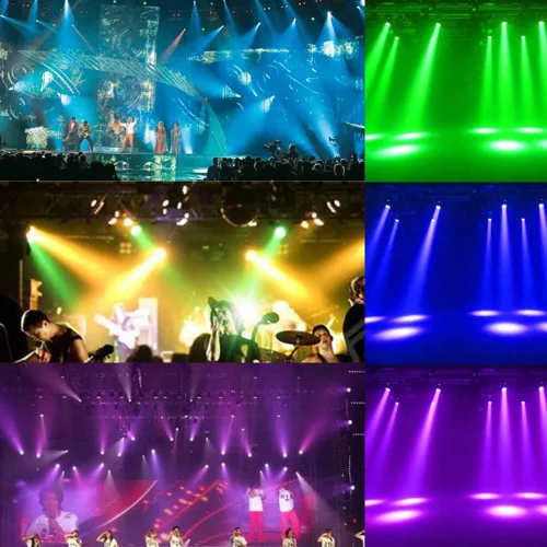 Vista 4 de Lixada Luz de cabeza móvil 7x10W Cabeza móvil 4 en 1 RGBW profesional 9/14 canales DMX-512 DJ luces 100W AC 100-240V sonido activo para KTV Club Bar
