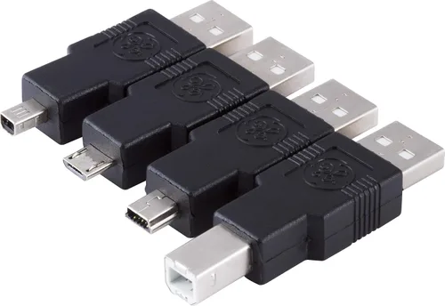 Vista 10 de GE Kit adaptador universal USB 2.0, cable de extensión macho A a hembra, 4 adaptadores incluidos: A macho a B macho, 4 pines, 5 pines, A macho a