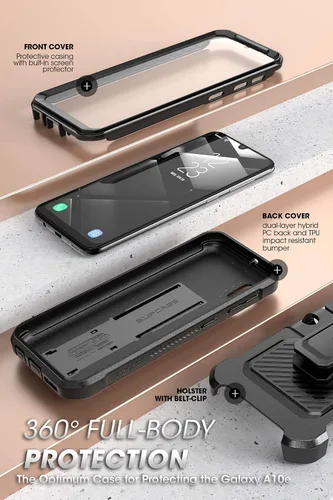Vista 4 de SUPCASE Unicorn Beetle Pro Series - Funda diseñada para Samsung Galaxy A10e (versión 2019), funda resistente de cuerpo completo y función atril