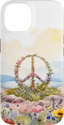 Vista 4 de Floral Peace Sign Watercolor Case for iPhone 17