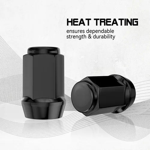 Vista 4 de 20 tuercas negras de 1/2-20 de 1.38 pulgadas, asiento cónico hexagonal, compatible con Bronco Mustang Cherokee Ranger Explorer Liberty YJ TJ KJ KK