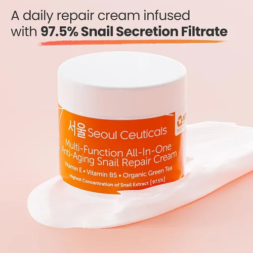 Vista 3 de SeoulCeuticals Juego coreano para el cuidado de la piel, contiene crema hidratante de caracol + máscara de gelatina coreana. Este potente juego