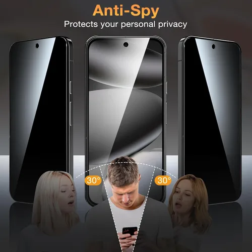 Vista 4 de YWXTW - Paquete de 2 protectores de pantalla de privacidad para Google Pixel 10/10 Pro/Pixel 9/9 Pro, compatible con desbloqueo de huellas