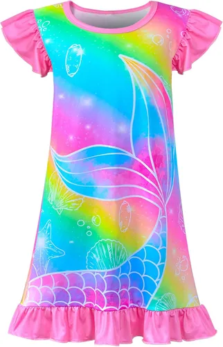 Vista 13 de Camisón de noche para niñas, vestido de noche, unicornio, arcoíris, princesa, pijamas, ropa de dormir, camisón