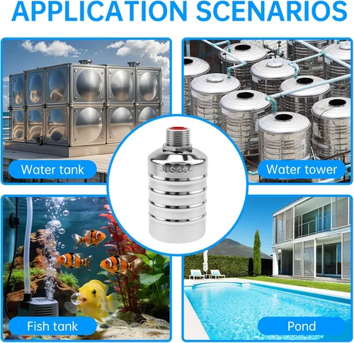 Vista 7 de Paquete de 2 válvulas de flotador, válvula automática de control de nivel de agua con adaptador de 1/2 pulgada a 3/4 pulgadas 1 pulgada para tanque