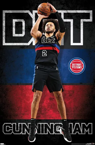 Vista 9 de Trends International NBA Detroit Pistons - Póster de pared de Cade Cunningham 23, 22.4 pulgadas de largo x 14.7 pulgadas, versión enmarcada