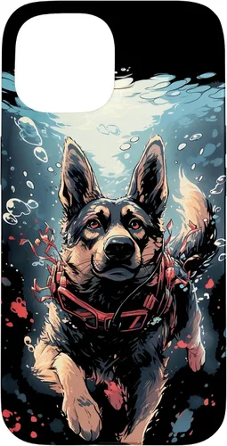 Vista 5 de iPhone 16 German Shepherd Dog Diving Swimming Underwater Case