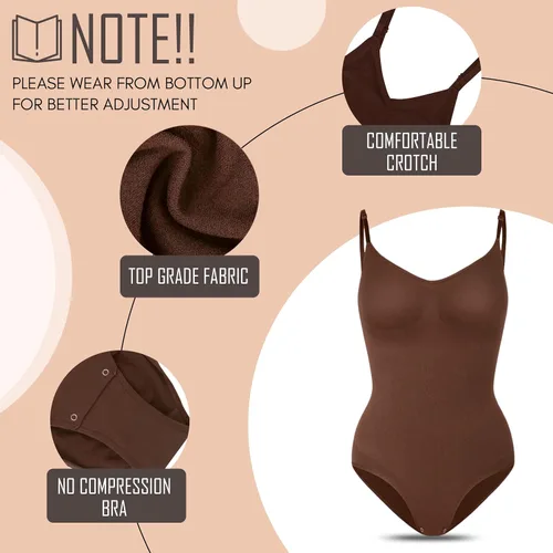 Vista 4 de Body moldeador sin costuras para mujer, moldeador de cuerpo completo, trajes sin mangas con cuello redondo