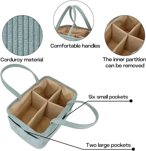 Vista 8 de Buzz&Bloom Organizador de pañales para bebé, elegante cesta de almacenamiento para artículos esenciales para recién nacidos y estación de pañales