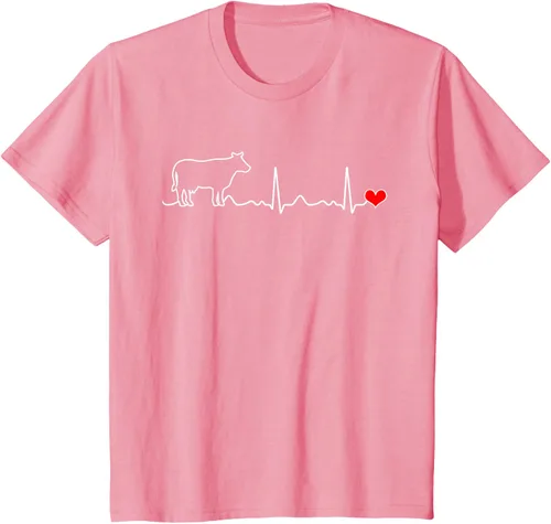 Vista 60 de Camiseta de paciente con corazón I Love My Cow Valve EKG Heartbeat Heart Pacient, Negro, S