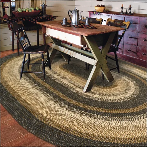 Vista 162 de Homespice Apple Pie - Alfombra ovalada roja de 2 x 3 pies, alfombra de cocina trenzada para decoración primitiva y rústica, reversible, yute sin