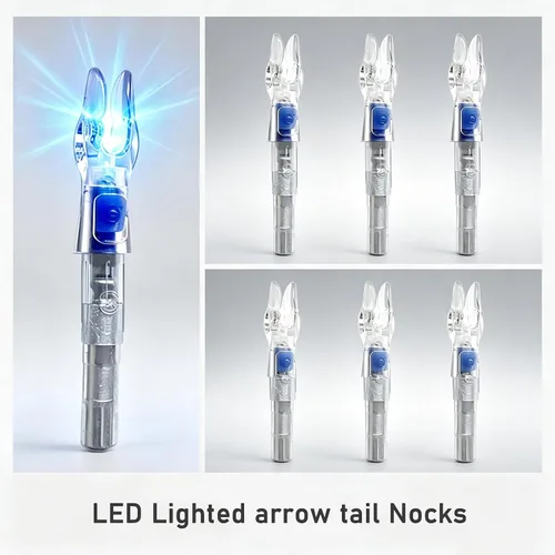 Vista 2 de 6 Pack X Lighted Arrow Nocks LED Archery Nocks for .204" 5.2mm Shafts Auto-Illuminated LED with ON/OFF Switch, High Visibility, Impact Resistant