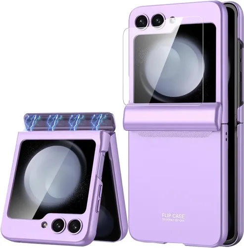 Vista 9 de Miimall Funda para Samsung Galaxy Z Flip 5 con protección de bisagra, [protector de pantalla integrado] Funda de cuerpo completo de policarbonato