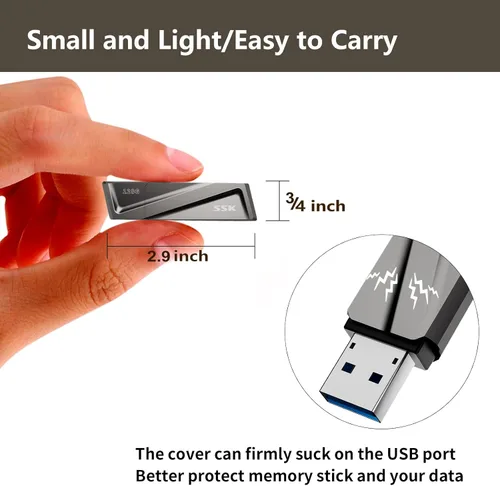 Vista 3 de SSK Unidad flash USB de 128 GB de hasta 550 MB/s USB 3.2 Gen2 Externel Thumb Drive Compatible con función OTG, memoria USB A+C rápida