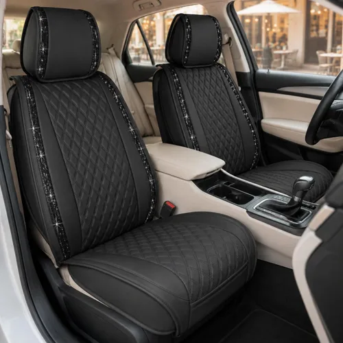 Vista 44 de MotorBox Meridian Series - Fundas de asiento de piel napa, fundas clásicas de asiento delantero, de piel sintética de alta calidad, color beige