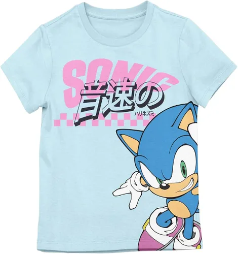 Vista 5 de Bioworld Sonic The Hedgehog Sonic Checkers - Paquete de 4 camisetas para niñas jóvenes