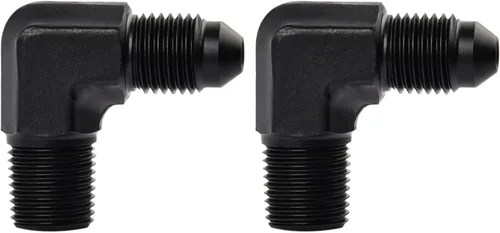 Vista 14 de EVIL ENERGY 3AN macho acampanado a 1/4" NPT tubo adaptador de ajuste de 90 grados aluminio negro 2 piezas
