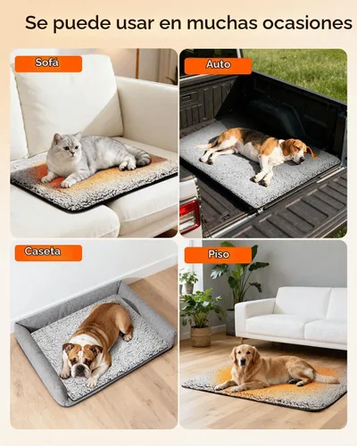 Vista 6 de Cama Autocalentable para Gatos, Almohadilla Térmica Súper Suave para Jaula de Perros, Sofá, Piso, Lavable, Antideslizante, Tapete Autocalentable
