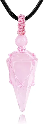 Vista 13 de Collar de 6 facetas de cristal de chakra de Reiki y piedra curativa, colgante de cristal puntiagudo, collar de cuerda ajustable para mujeres