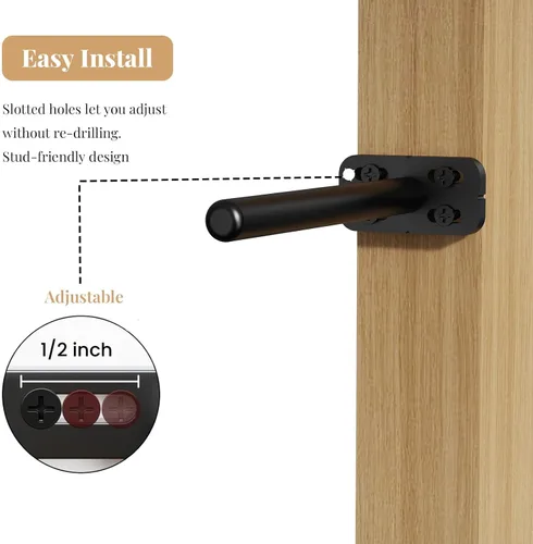 Vista 7 de 4 piezas de soportes de estante de pared resistentes para estantes flotantes ocultos, soportes de estante negros decorativos para estantes flotantes