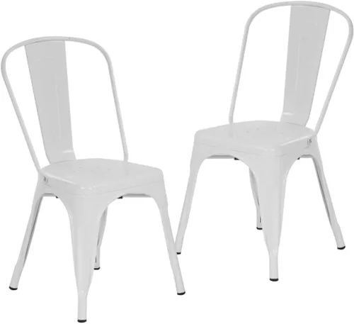 Vista 9 de Sillas de metal para interiores y exteriores, sillas laterales apilables para restaurante, bistró, cafetería, Tolix con respaldo, juego de 2, sillas