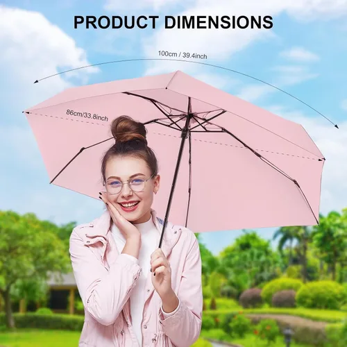 Vista 3 de LEAGERA Compact Travel Umbrella with Case - Mini Umbrella for Purse, Small Lightweight &Tiny Umbrellas Design Perfect for Parasol Outdoor
