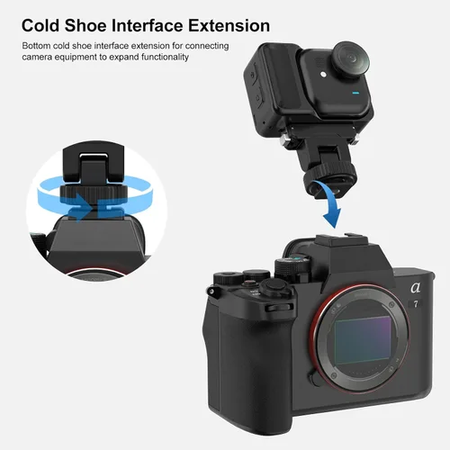 Vista 10 de PULUZ Soporte de montaje rápido para DJI Osmo Action 5 Pro/4/3, zapata fría con agujero de tornillo de 1/4 pulgadas y ajuste de inclinación de 75°