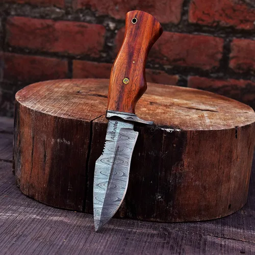 Vista 3 de 10 "hecho a mano forjado de acero de Damasco caza supervivencia desollar bushcraft cuchillo EDC Horizontal llevar vaina
