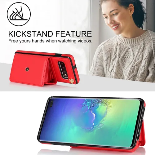 Vista 6 de Asuwish Funda de teléfono para Samsung Galaxy S10 Plus con bloqueo RFID, tarjetero y correa cruzada de muñeca, correa cruzada de cuero, accesorios