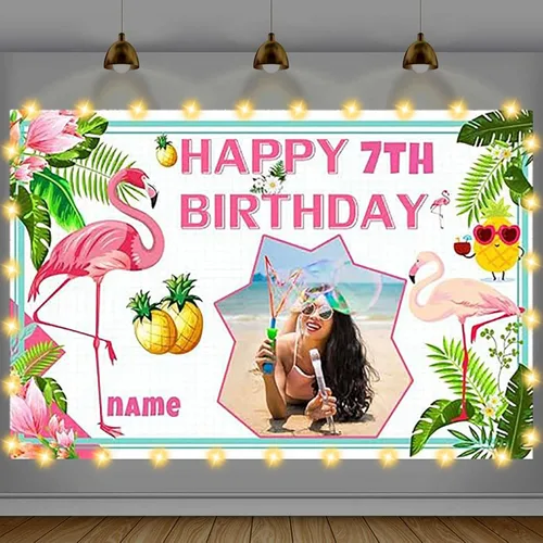 Vista 13 de Cartel de feliz cumpleaños beige personalizado para telón de fondo grande de feliz cumpleaños, globo aerostático, fiesta, interior y exterior