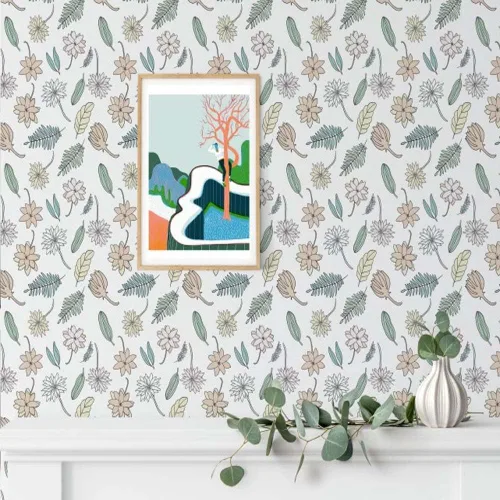 Vista 3 de TAOGIFT Papel tapiz de hojas florales para despegar y pegar, papel de contacto floral grueso y colorido para revestimiento de estantes, cajón