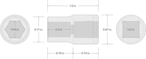 Vista 140 de TEKTON Llave de vaso poco profunda de 6 puntos de 1/2 pulgada de cuadradillo x 1-5/16 pulgadas SHD22033