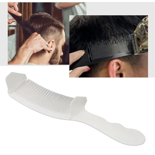 Vista 2 de Peine de peluquero Clipper, S en forma de longitud de corte diferente curva Clipper Peine Top plano para salón (blanco)