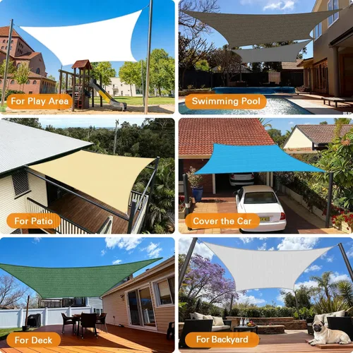 Vista 5 de Artpuch Toldo rectangular de 10 x 20 pies, borde curvo, grado comercial de polietileno de alta densidad de 6.53 oz/m², permeable a los rayos UV