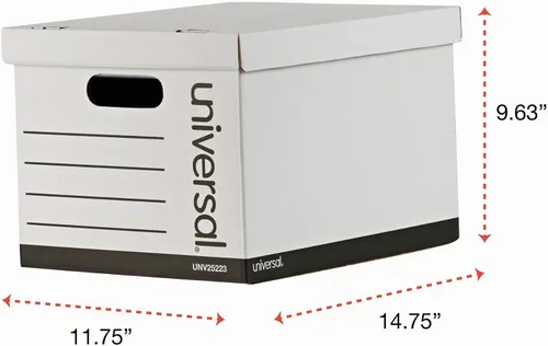 Vista 4 de Universal Basic-Duty Cajas de almacenamiento de discos económicos, paquete de 10, archivos de cartas/legales, 12 x 15 x 10 pulgadas, color blanco