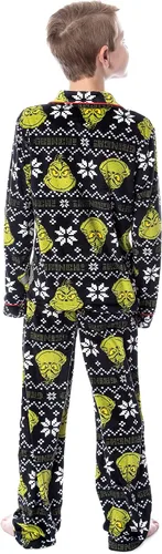 Vista 2 de Dr. Seuss The Grinch Who Stole Christmas - Conjunto de pijama familiar a juego para hombres, mujeres, niños, niños pequeños, Negro