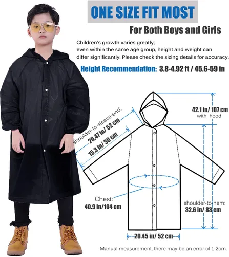Vista 30 de Chaqueta de lluvia para niños, paquete de 2 ponchos de lluvia para niños, impermeables reutilizables para niños y niñas, impermeable, para exteriores