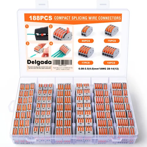 Vista 8 de Delgada 110 tuercas de conector de alambre de empalme rápido para cableado eléctrico - Terminales aislados para cables trenzados, sólidos