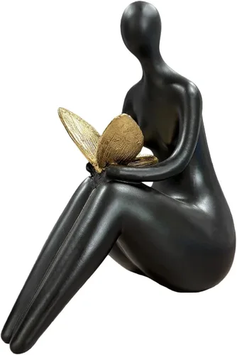 Vista 9 de Lescafita Figurillas Románticas de Pareja Escultura – Escultura Abstracta de Pareja en Banco de Piedra, Estatua de Decoración Moderna para el Hogar