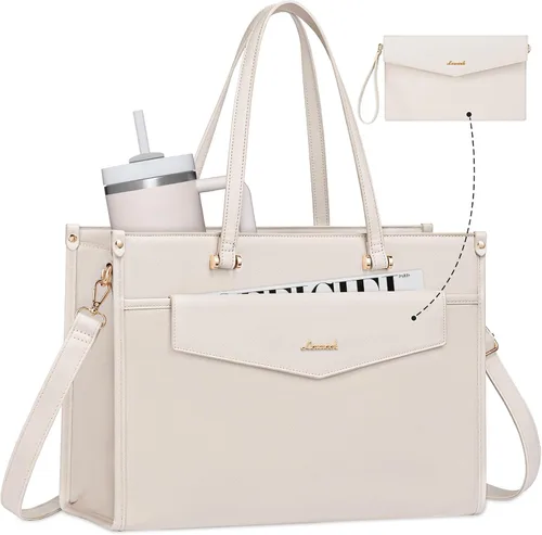 Vista 16 de LOVEVOOK Bolsa para laptop para mujer, 15.6 pulgadas, bolsa de mano para laptop 2 en 1, bolsa de trabajo profesional, maletín de negocios con bolso